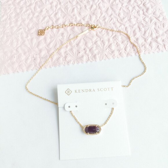 Kendra Scott Elisa Amethyst Short Pendant Necklace - Picture 3 of 3